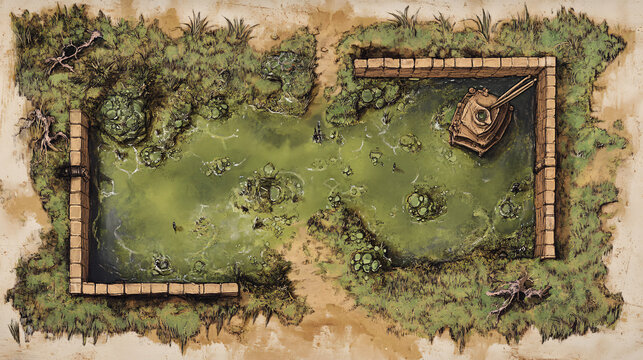 DnD Battlemap Toxic Swamp Battlemap Style.