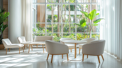 A contemporary lounge with a sleek minimalist table