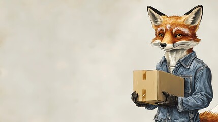 Anthropomorphic animal courier character carrying a package, perfect for delivery and logistics-themed stock illustrations, cute and engaging artwork for various uses