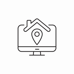 laptop house location icon sign vector