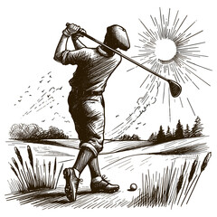 A hand-drawn sketch of a golf swing
