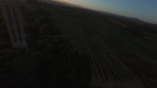 FPV video over the Mare de Deu de Montserrat Temple in Montferi, Catalonia, Spain