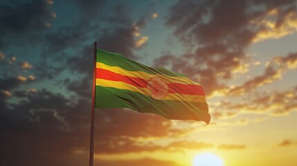 . Karnataka flag waving proudly during a vibrant festival celebration, capturing the festive spirit,