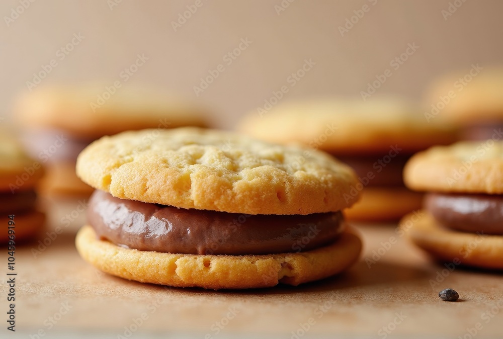 Wall mural close up view delicious alfajores cookies