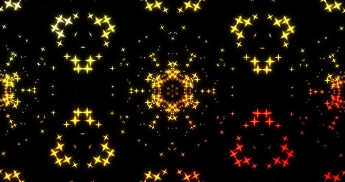 Graphic, color and motion for kaleidoscope background with lights effect, flower shape and psychedelic party. Creative, art design and fantasy wallpaper for wave, lucid meditation and euphoria energy