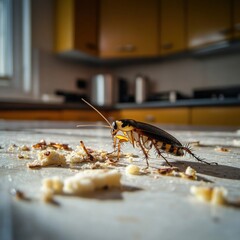 A cockroach eating food on the kitchen counter-gigapixel-hq-scale-6_00x