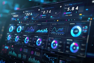 Obraz premium Digital Dashboard Displaying Business Analytics and Performance Metrics
