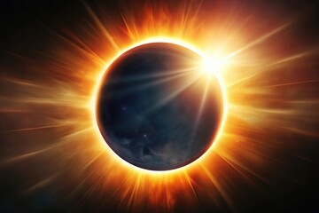 Obraz premium Solar eclipse as seen from Earth with sun partially covered by the moon