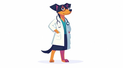 Anthropomorphic animal doctors in medical uniforms, providing healthcare services, perfect for stock images related to veterinary, medical professionals, or healthcare illustrations