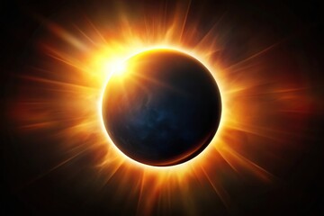 Obraz premium Solar eclipse showing moon covering sun reflection