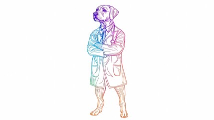 Naklejka premium Anthropomorphic animal doctors in medical uniforms, providing healthcare services, perfect for stock images related to veterinary, medical professionals, or healthcare illustrations