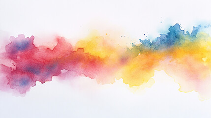 Abstract Watercolor Background   Red  Yellow  Blue Splashes on White