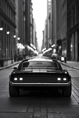Fototapeta premium Classic Retro Muscle Car in Urban Environment