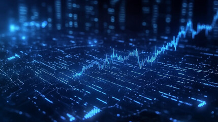 Obraz premium Abstract Blue Digital Stock Market Chart with Lines and Data