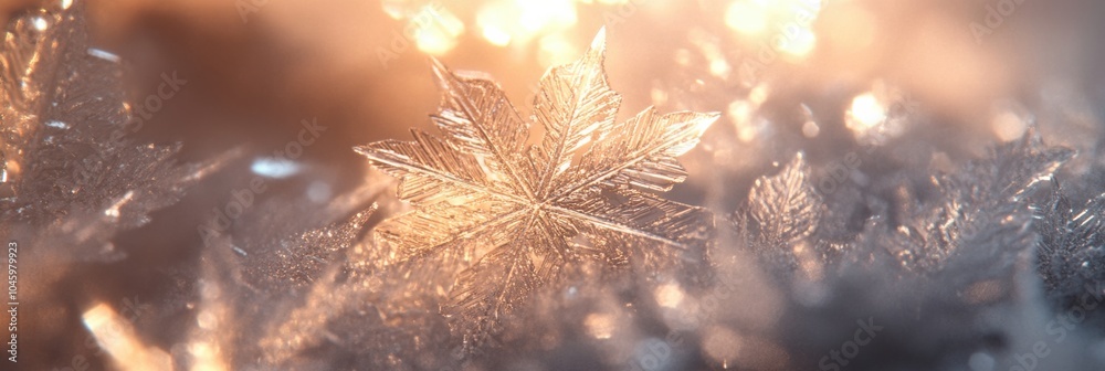 Leinwandbilder Glowing snowflake shapes in icy colors capture the essence of winter, radiating a soft light that enchants the viewer. Generative AI