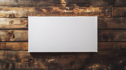 Blank Canvas Mockup on Rustic Wooden Wall Background
