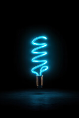 Obraz premium glowing blue neon light bulb
