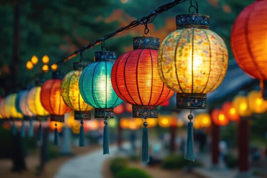 Lunar celebration: Koreans in joyful celebration of Seollal, capturing vibrant traditions, communal harmony, essence of family reunions during festive period, honoring arrival of the New Year.