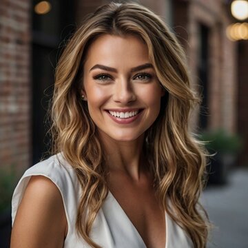 Portrait of beautiful smiling woman. Professional female assistant with a nice smile