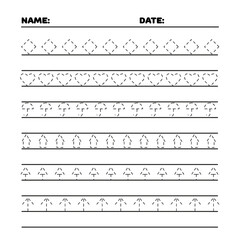 Simple black and white Handwriting practice for kids