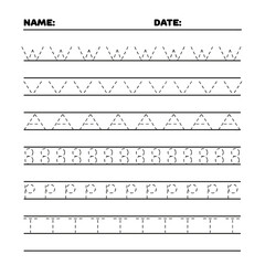 Simple black and white Handwriting practice for kids