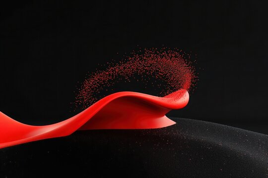 Fiery Grainy Color Wave on Black Background - Wide Banner Size Abstract Image with Noise Texture Effect