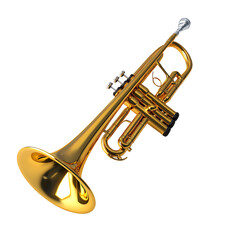 Naklejka premium A shiny brass trumpet showcasing elegant craftsmanship, perfect for music lovers and aspiring musicians alike.