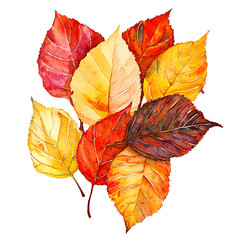 Obraz premium A vibrant collection of autumn leaves in warm colors, showcasing nature's beauty and the essence of fall.