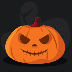 Happy jack-o-lantern pumpkin with smiling face, Vector