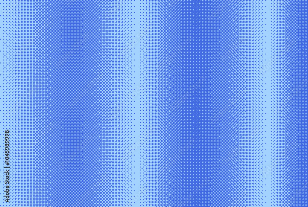 Fototapete Pixel bitmap background with blue striped dotted pattern. Vector Illustration in trendy noise effect dither halftone.