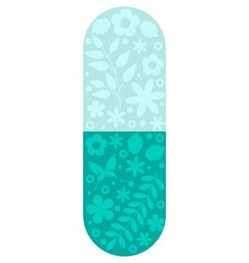 Herbal capsule pill leaf medicine drug. Herbal supplement. Homeopathic pill. Alternative medicine concept. Homeopathic treatment and phytotherapy concept. Herbal pills or capsule