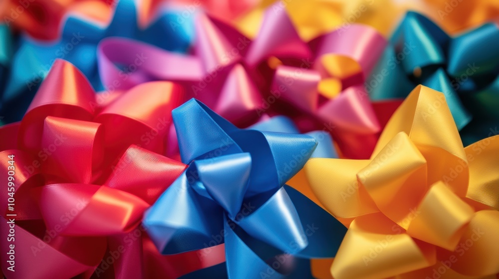 Leinwandbilder bright ribbons and bows in various colors intersect elegantly, creating a festive atmosphere suitabl