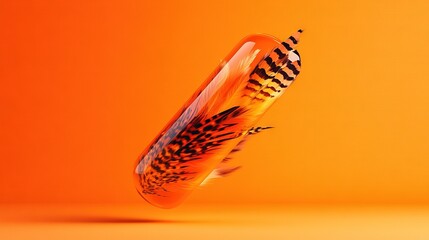 Fototapeta premium Glass filled with liquid on orange background with black & white interior design