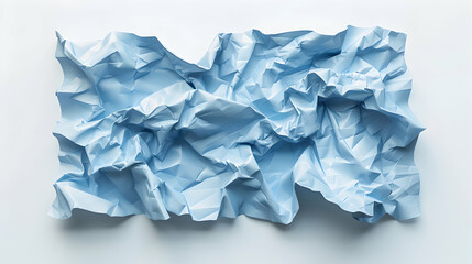 Obraz premium A close-up shot of a crumpled light blue piece of paper on a white background.