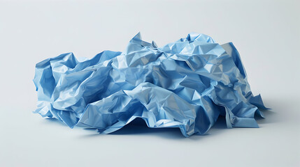 Obraz premium A crumpled ball of blue paper isolated on a white background.