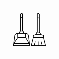 broom and scoop icon sign vector