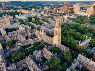 Historic buildings of Yale University campus, New Haven, Connecticut, United States.