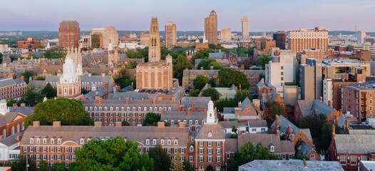 Historic buildings of Yale University campus, New Haven, Connecticut, United States.