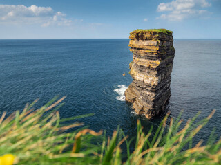 View on stunning Dun Briste sea stack in Downpatrick head, Ireland. Popular travel and tourist area...