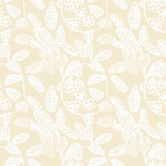 Modern white on cream lace effect wedding background texture. Soft tonal linen openwork block print with subtle hand drawn lattice damask printed fabric backdrop. 