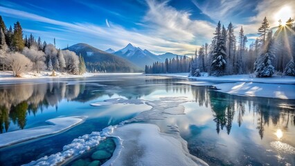Fototapeta premium Frozen lake or river 