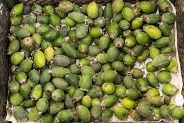 food organic delicious feihua market tropical background sweet fruit healthy nature raw green