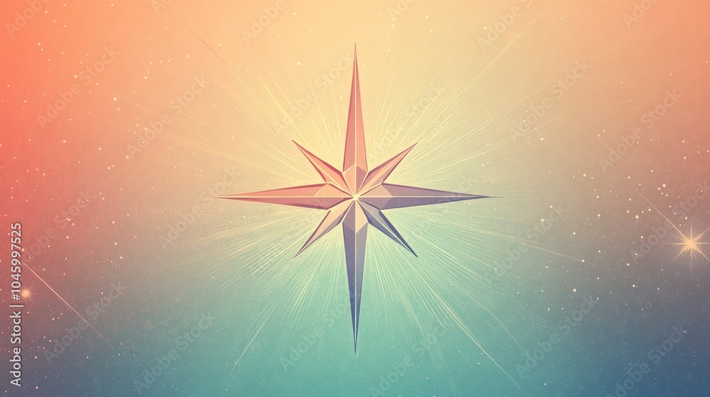 Poster a geometric compass rose with clean, sharp lines directs attention to the central point, surrounded 