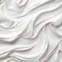 Obraz premium Abstract Background Of Whipped Cream Texture, Creamy White Cosmetic Product Swirls, Soft Focus.