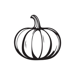 Pumpkin In cartoon, hand-drawn flat style. image for social media, websites and UI. Isolated 2D vector design in logo, icon, sketch style, simple line vector, single color. AI Generative Art.