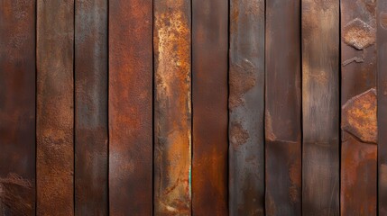 An artful presentation of rust on metal surfaces tells a story of time through layers, textures, and warm, earth-toned colors reflecting its organic essence.
