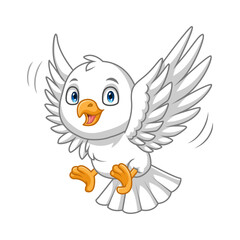 White bird cartoon isolated white background