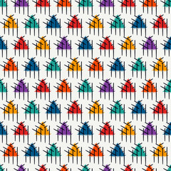 Fototapeta premium Triangle motif minimal geometric print. Paint brush seamless pattern. Freehand design background. Trendy handdrawn modern simple geo ornament. Artistic hand drawn abstract vector wallpaper
