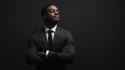 Obraz premium Confident businessman wearing suit with arms crossed