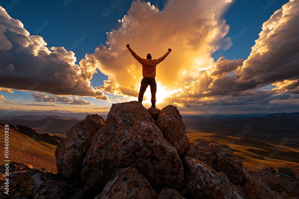 Aufkleber a person standing firm against adversity, with a calm, resolute expression showing inner strength an